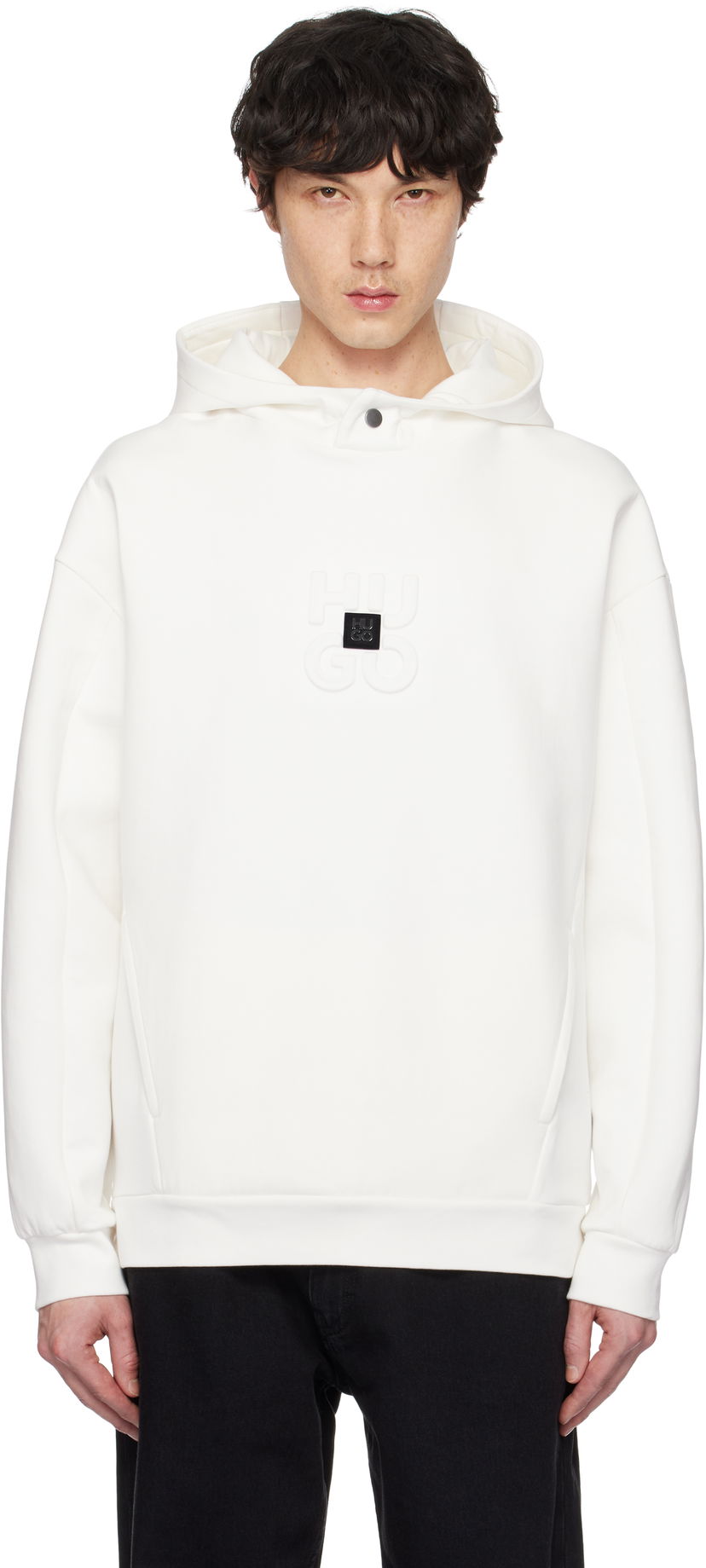 Huppari BOSS Hugo Stacked Logos Interlock Hoodie Valkoinen | 50530191