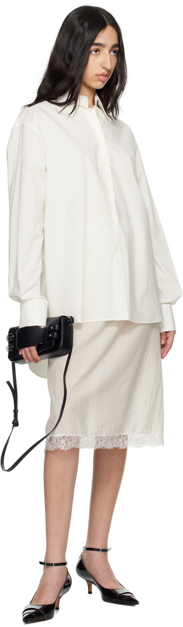 Paita Maison Margiela MM6 Maison Margiela Cotton Poplin & Voile Midi Dress Valkoinen | S62DD0044 MTN076, 3