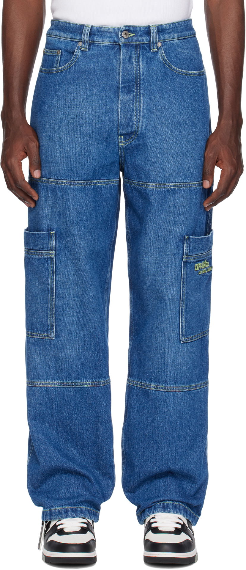 Jeans Off-White Off-White Irregular Denim Cargo Pants Sininen | OMYA18QS25DEN0014250