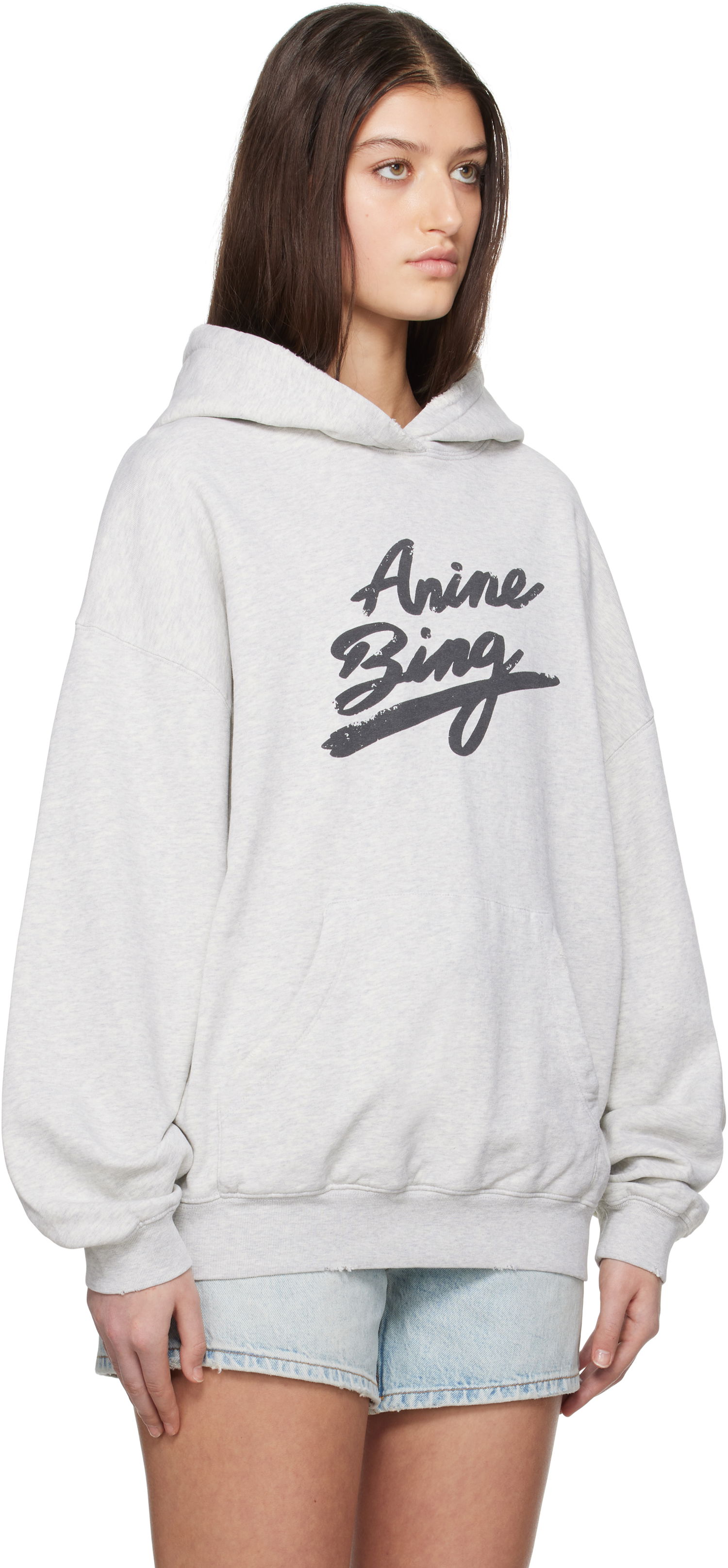 Huppari Anine Bing Anine Bing Harvey Signature Hoodie Harmaa | A-08-10525-GRY1, 1