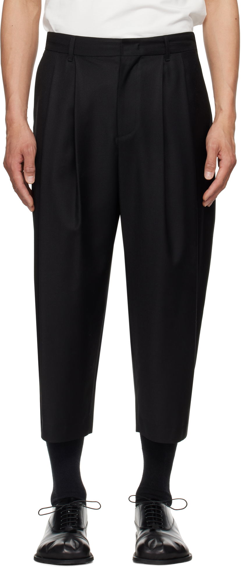 Housut ADER ERROR ADER error Sig; Tag 01 Cropped Pleated Trousers Musta | BO42FYSA0101BK