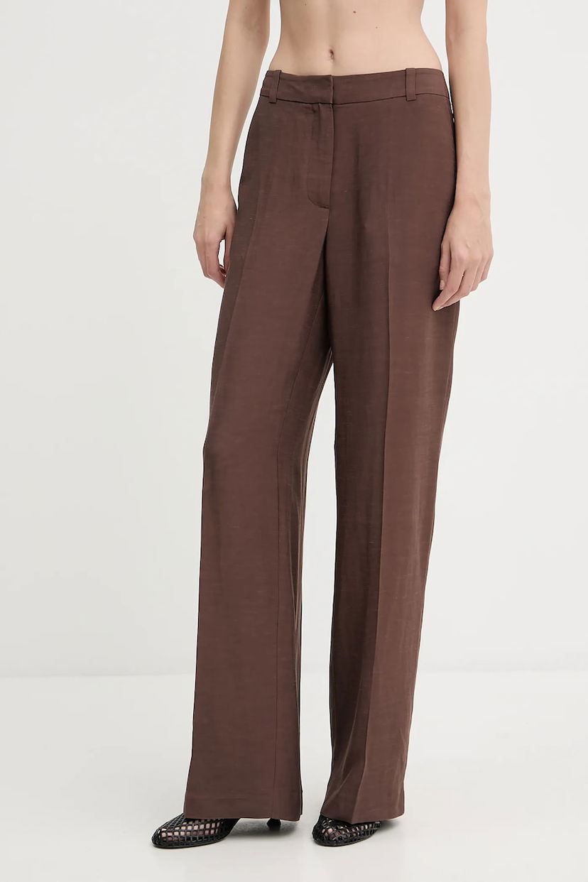 Housut Samsoe Samsoe Samsoe Samsoe SALARAY High-Waist Wide-Leg Pants Ruskea | F25200023