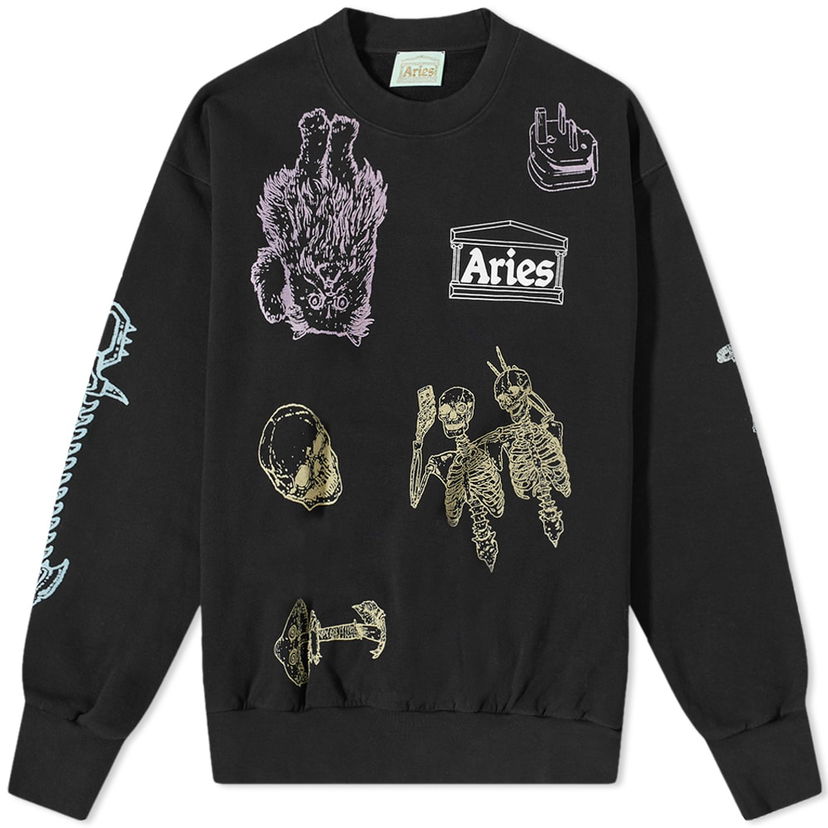 Villapaita Aries Aries Cybin Graphic Crewneck Sweatshirt Musta | FTAR20004-BLK