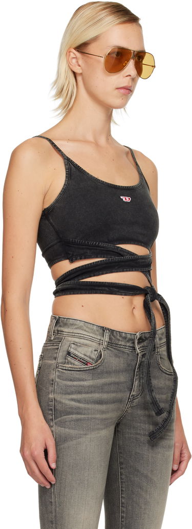 Crop top Diesel Washed Denim Wrap Detail Crop Top Musta | A19521 0KIBY, 1