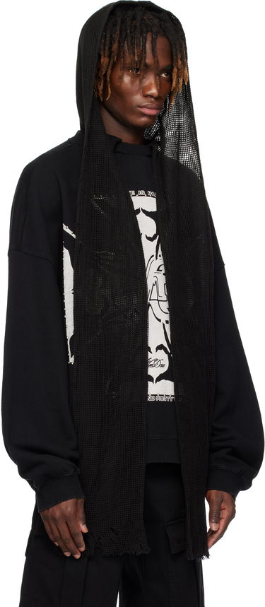 Huppari We11done We11done Heart-Cross Long-Sleeved Muffler Hoodie Musta | WD-TH0-25-845-U-BK, 1