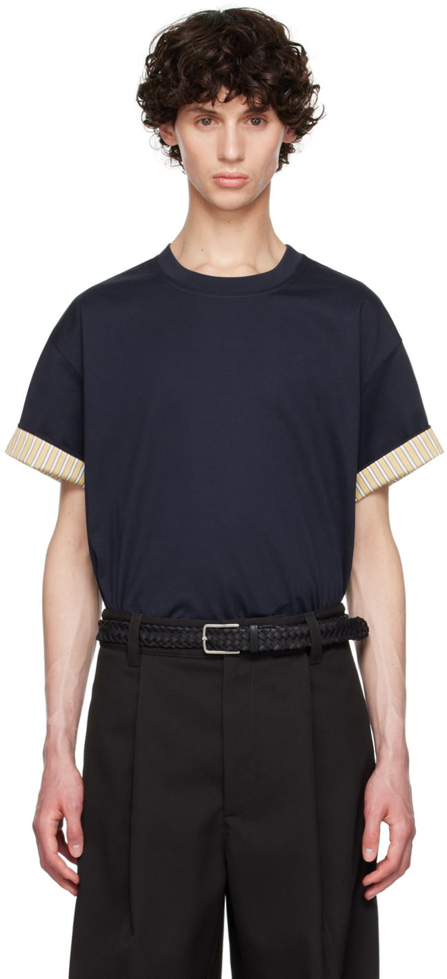 T-paita Bottega Veneta Double Layer T-Shirt Tummansininen | 754683 V4HQ0 4133
