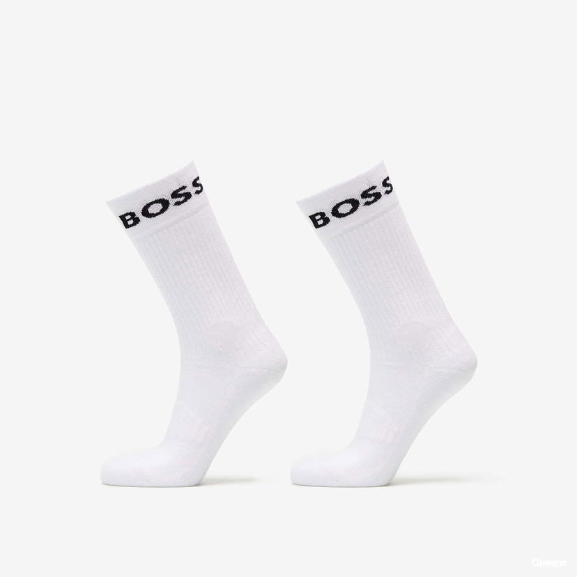 Sukat BOSS Hugo 2-Pack of Quarter-Length Socks in Stretch Fabric White Valkoinen | 50469747-100