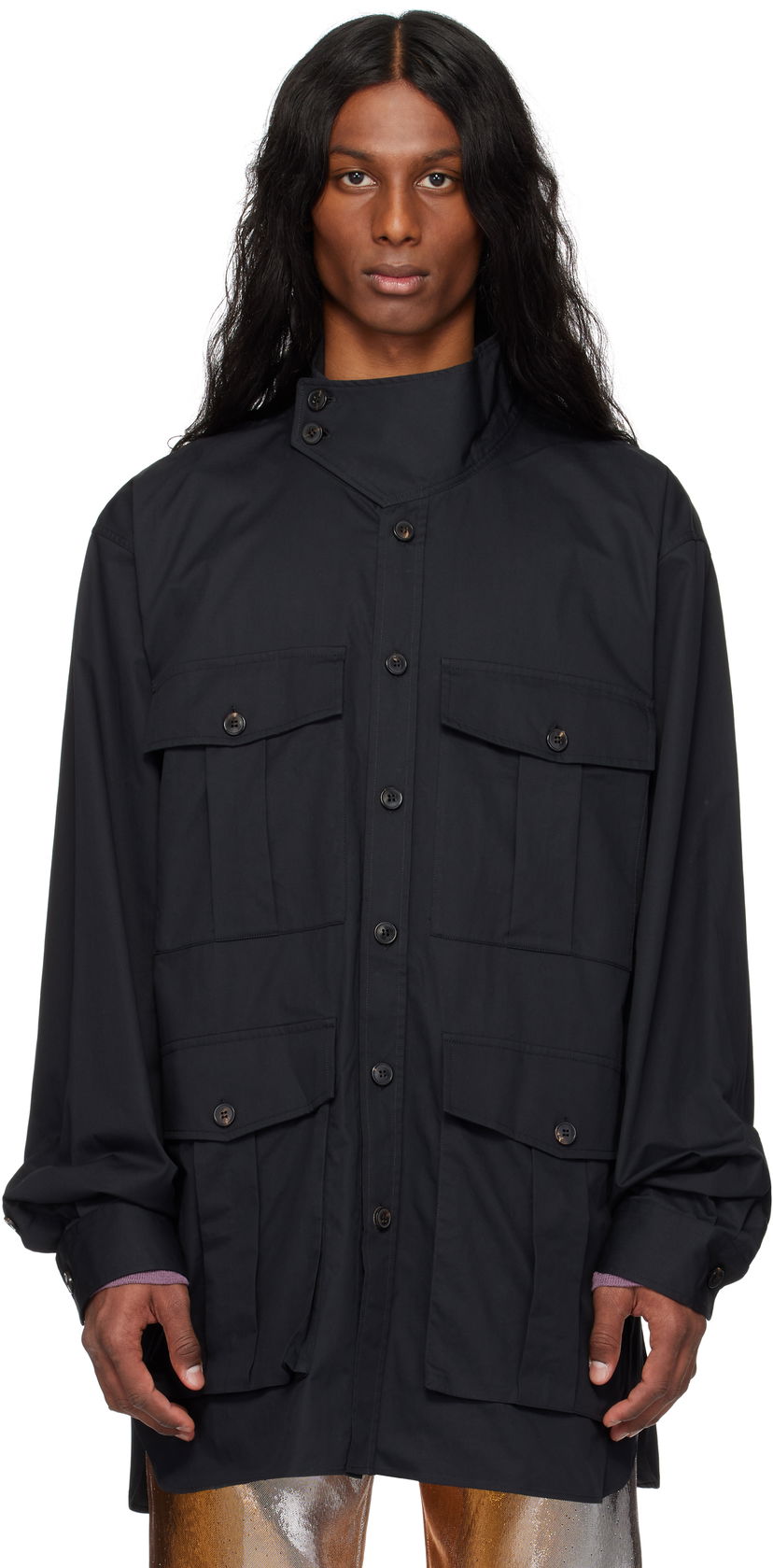 Paita Dries Van Noten Dries Van Noten Twill Overshirt Musta | 251-020731-1147