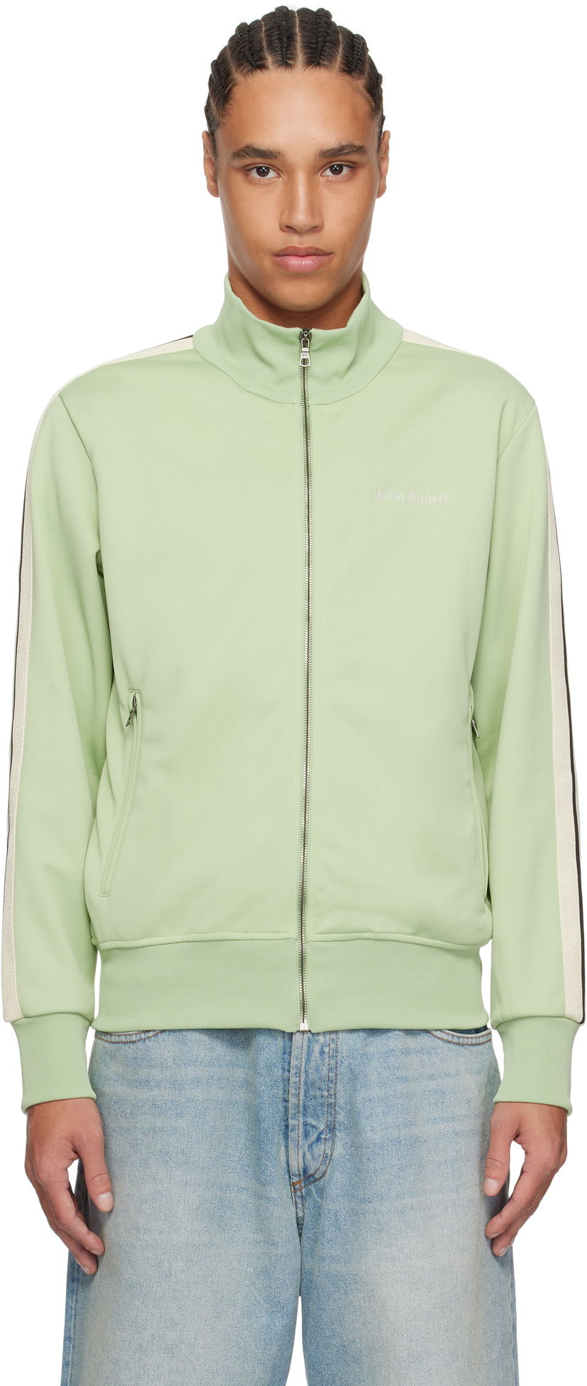 Bomber-takki Palm Angels Palm Angels Embroidered Logo Track Jacket Vihreä | PMBD058S25FAB0015303