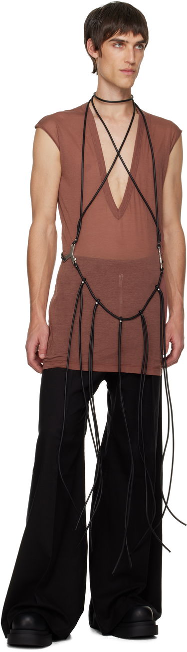 Tankkitoppi Rick Owens Concordians Cord Fringed Tank Top Ruskea | RR02E1457 LBL, 3