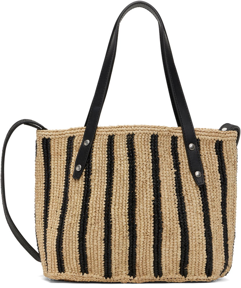 Kangaskassi rag & bone Rag & Bone Small Striped Straw Tote Beige | ST100522