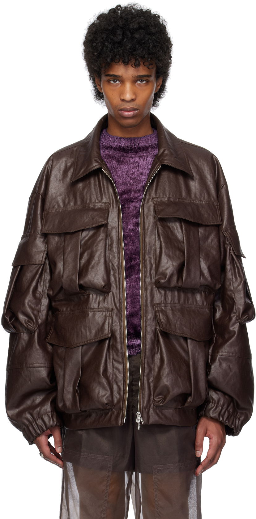 Takki Dries Van Noten Dries Van Noten Coated Serge Jacket Ruskea | 251-020526-1502