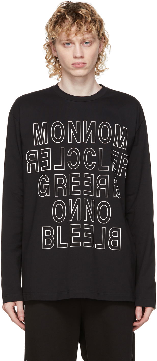 T-paita Moncler Black Logo Long Sleeve T-Shirt Musta | F20978D70010829HD