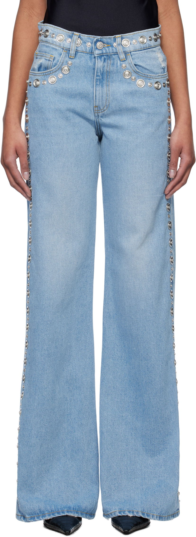Jeans Coperni Coperni Studded Wide Leg Jeans Sininen | COPP95STF2008