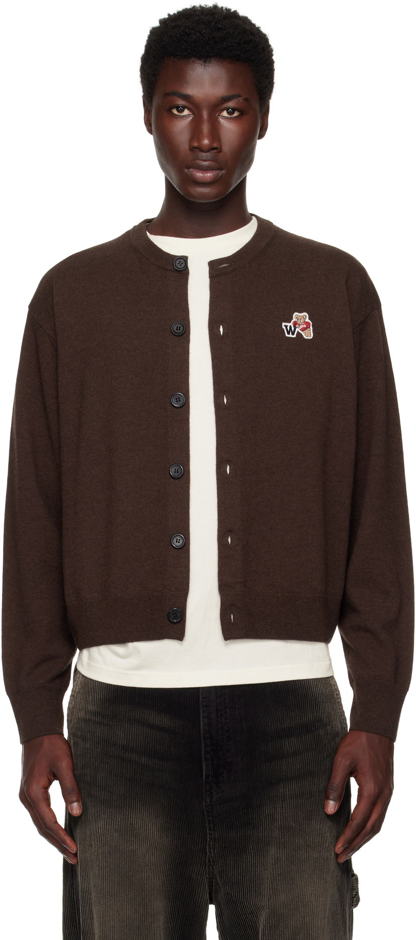 Villapaita We11done We11done Single Patch Cardigan Ruskea | WD-KC2-25-611-U-BR
