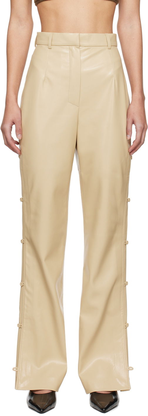 Housut Nanushka Felina Vegan Leather Trousers Beige | NW24RSPA00772