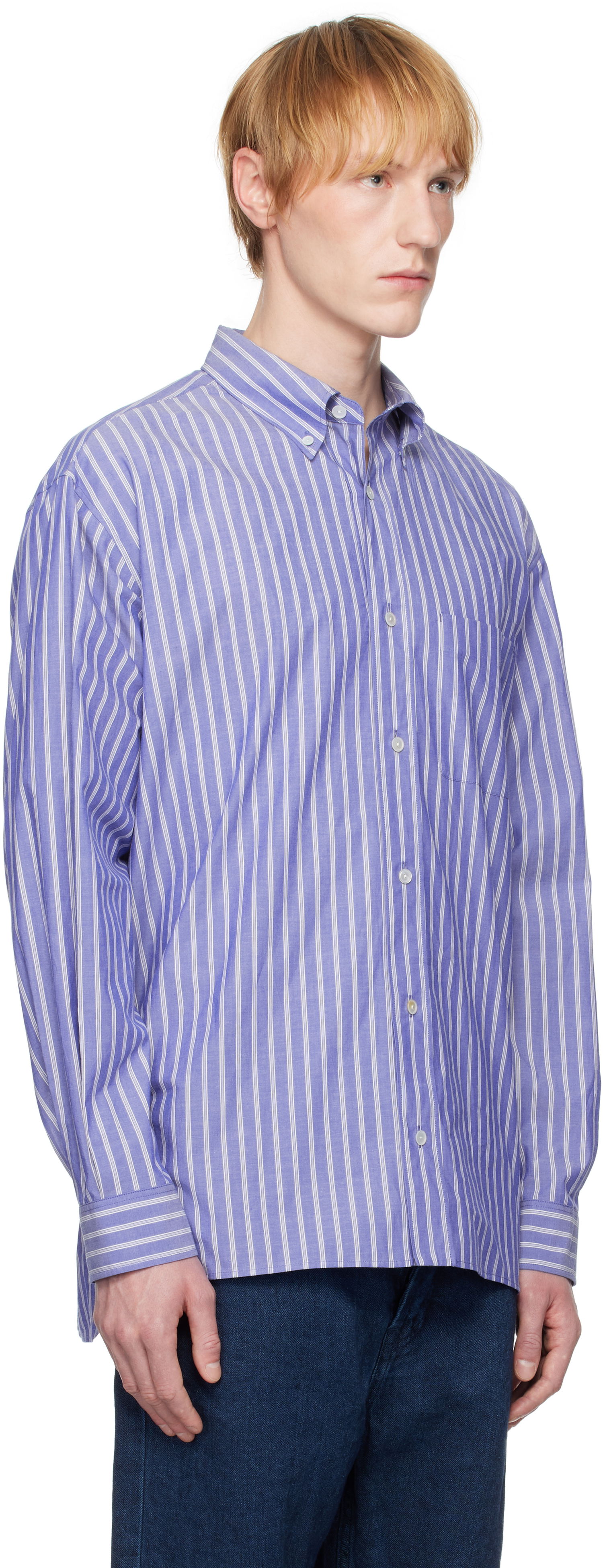 Paita The Row The Row Bresson Striped Button-Down Shirt Sininen | 916-W3584, 1