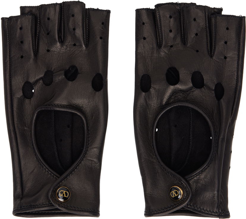 Käsineet Valentino Valentino Garavani VLogo Signature Nappa Fingerless Gloves Musta | 6W2GD00BUTV