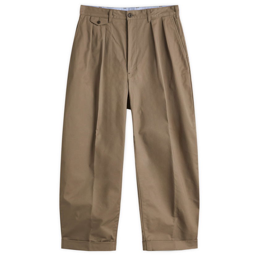 Housut BEAMS Beams Plus 2 Pleat Chino Trousers Ruskea | 3823-0097-874-67