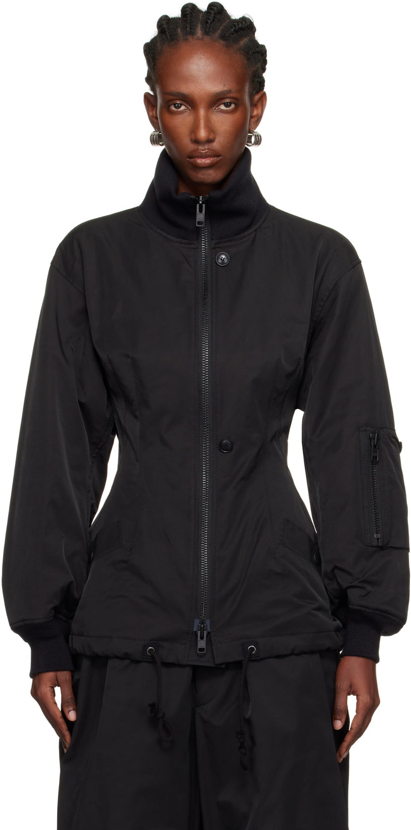 Bomber-takki Yohji Yamamoto YOHJI YAMAMOTO Twill Darts Bomber Jacket Musta | FM-J52-600