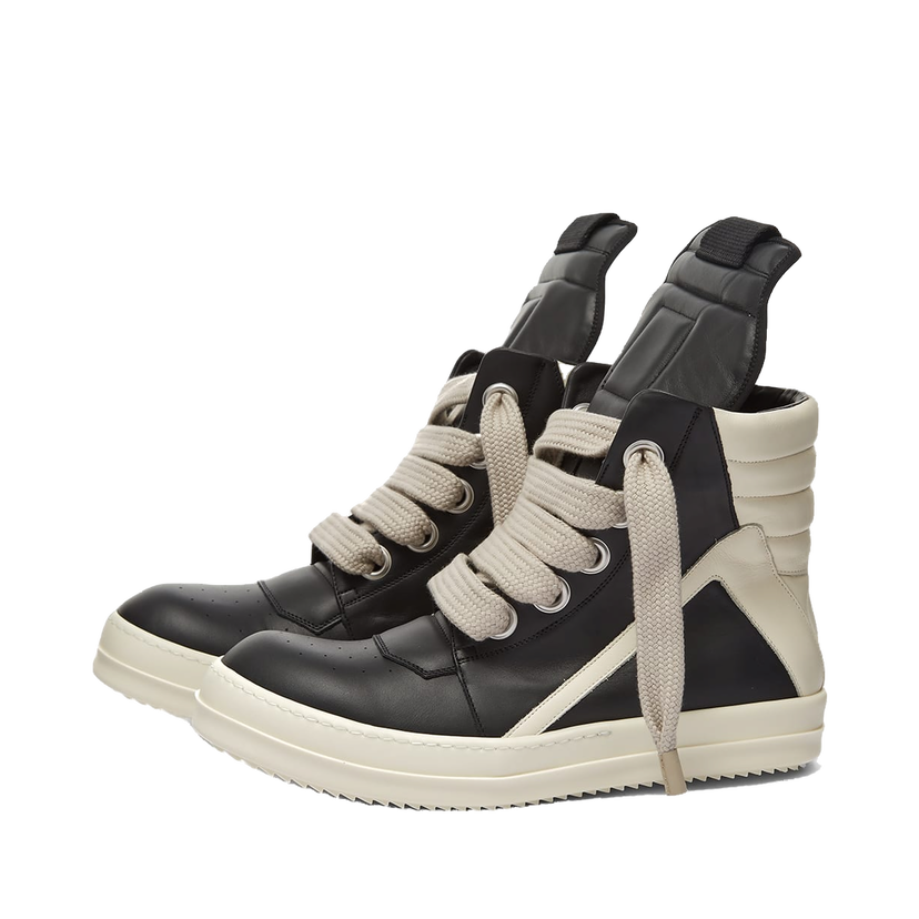Tennarit ja kengät Rick Owens Geobasket Oversized Eylet Sneaker Black/White Musta | RU02B2894-LPOW1-911