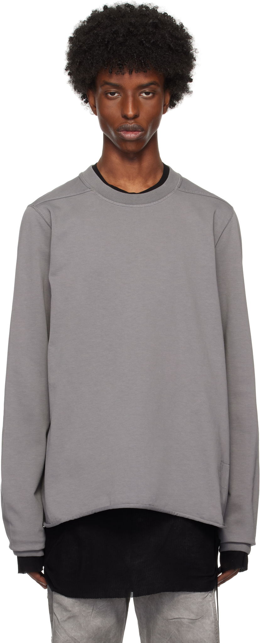 Huppari Rick Owens Rolled Edge Sweatshirt Harmaa | DU02D2279 RIGP