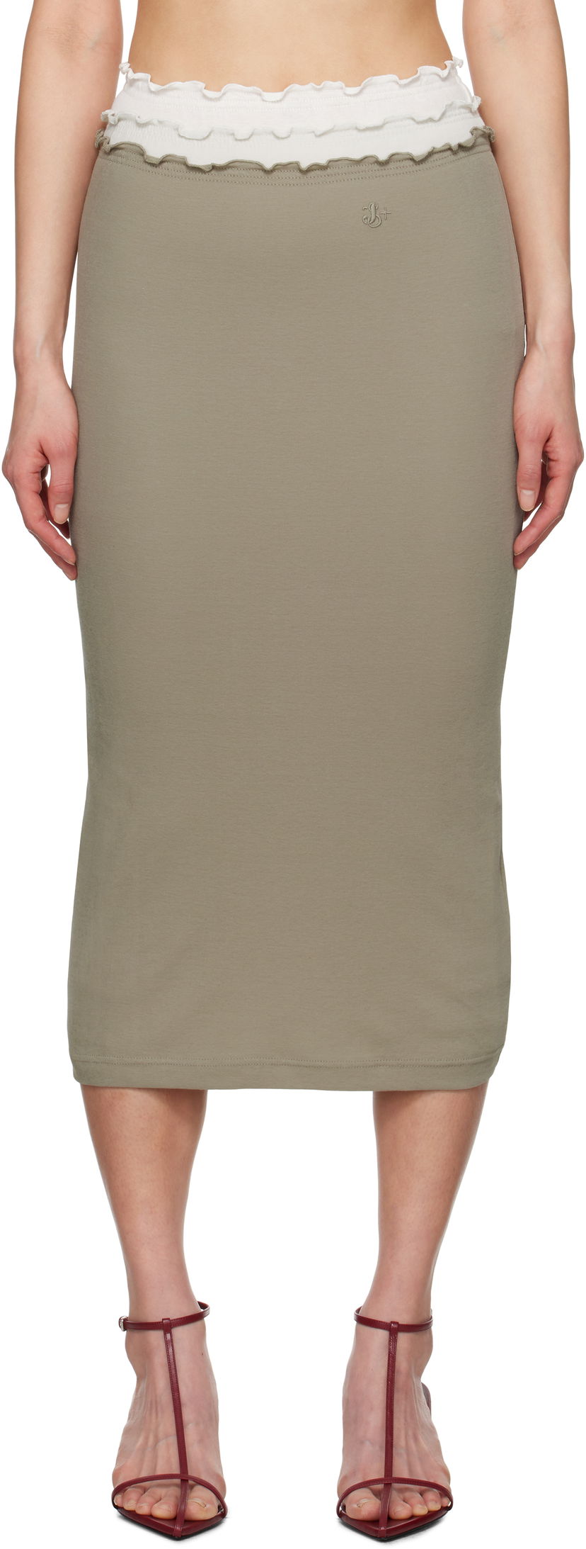 Hame Jil Sander Jil Sander Three Layers Midi Skirt Vihreä | J40FV0105_JTN356