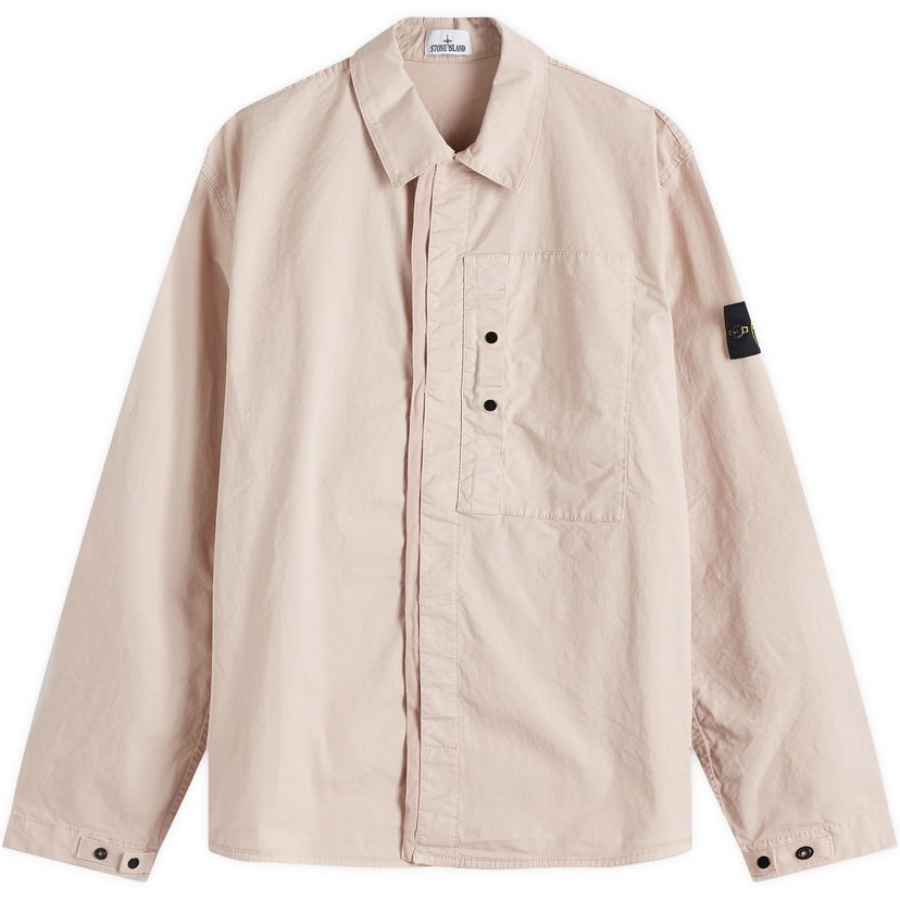 Paita Stone Island Stone Island Supima Cotton Twill Stretch-TC Button Shirt Jacket, Size Large Vaaleanpunainen | K1S151200033-V0082