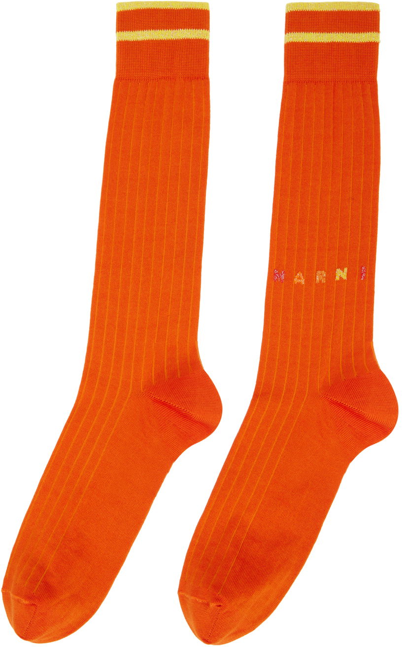 Sukat Marni Marni Ribbed Knit Socks Oranssi | SKZC0110Q0 UFC143, 1