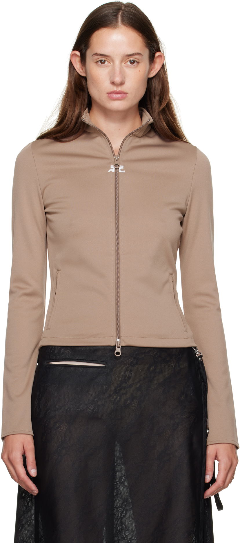 Takki Courrèges Courrèges Biker Track Jacket Beige | 325JVE133JS0250