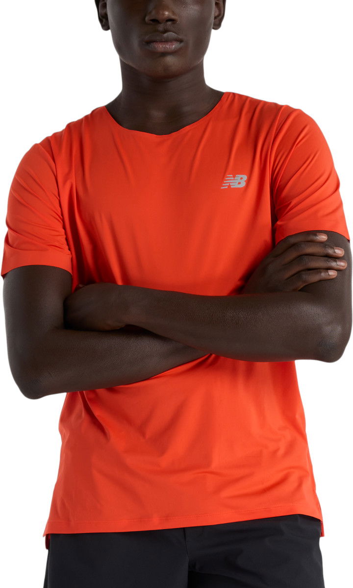 T-paita New Balance Running Short Sleeve T-Shirt Punainen | mt43213-nef