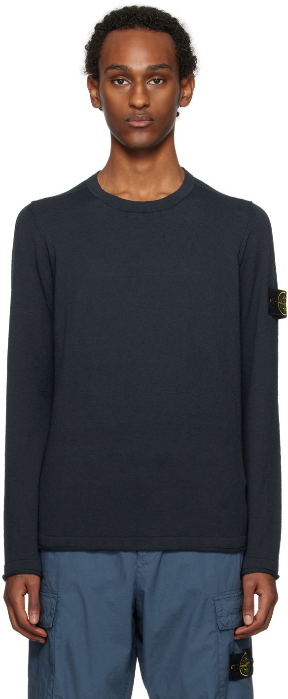 Villapaita Stone Island Patch Sweater Tummansininen | 8015502B0