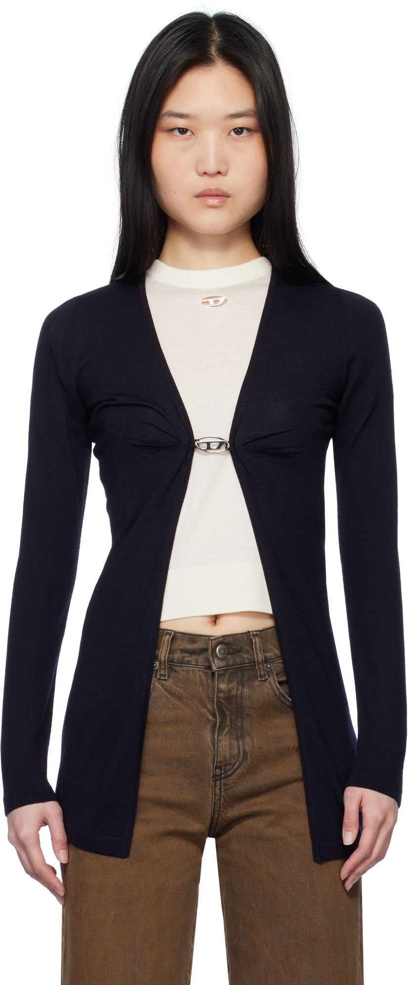Villapaita Diesel Diesel M-Pierry-Long Knit Cardigan Tummansininen | A17452 0JQAB