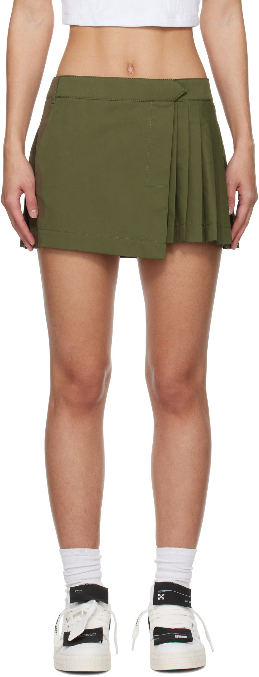 Hame Off-White Off-White Savana Pleated Miniskirt Vihreä | OWCU014S25FAB0025800