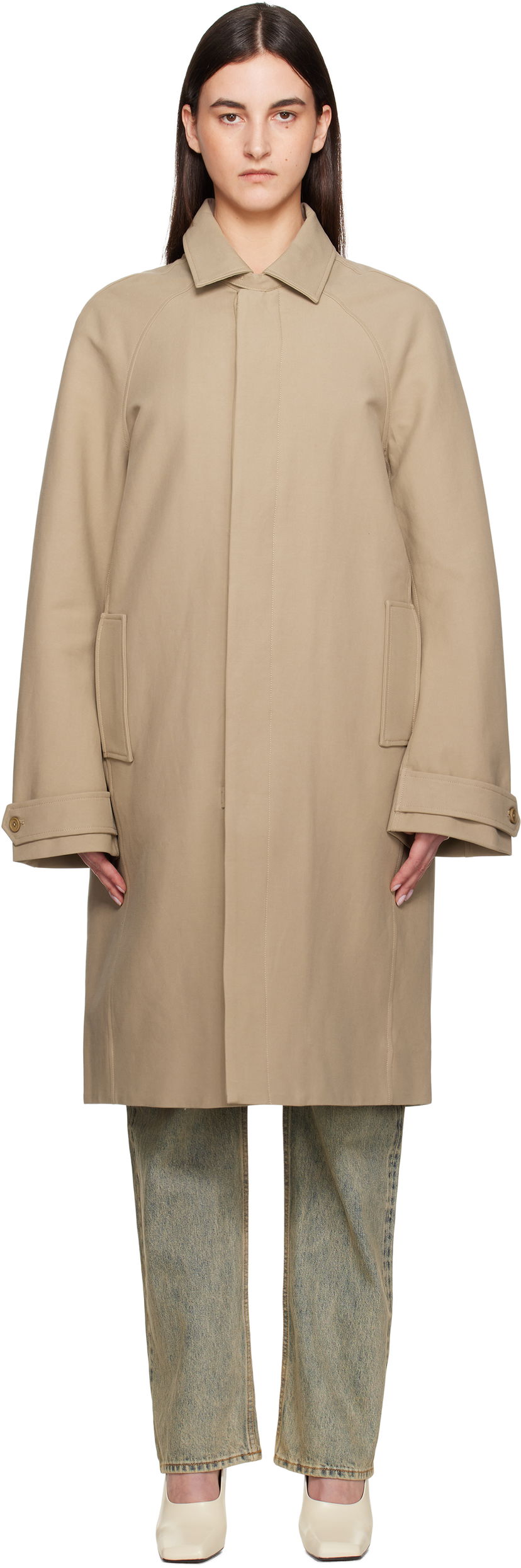 Trenssitakki Entire Studios Entire Studios Duster Trench Coat Beige | ESU-S25-1010-BU