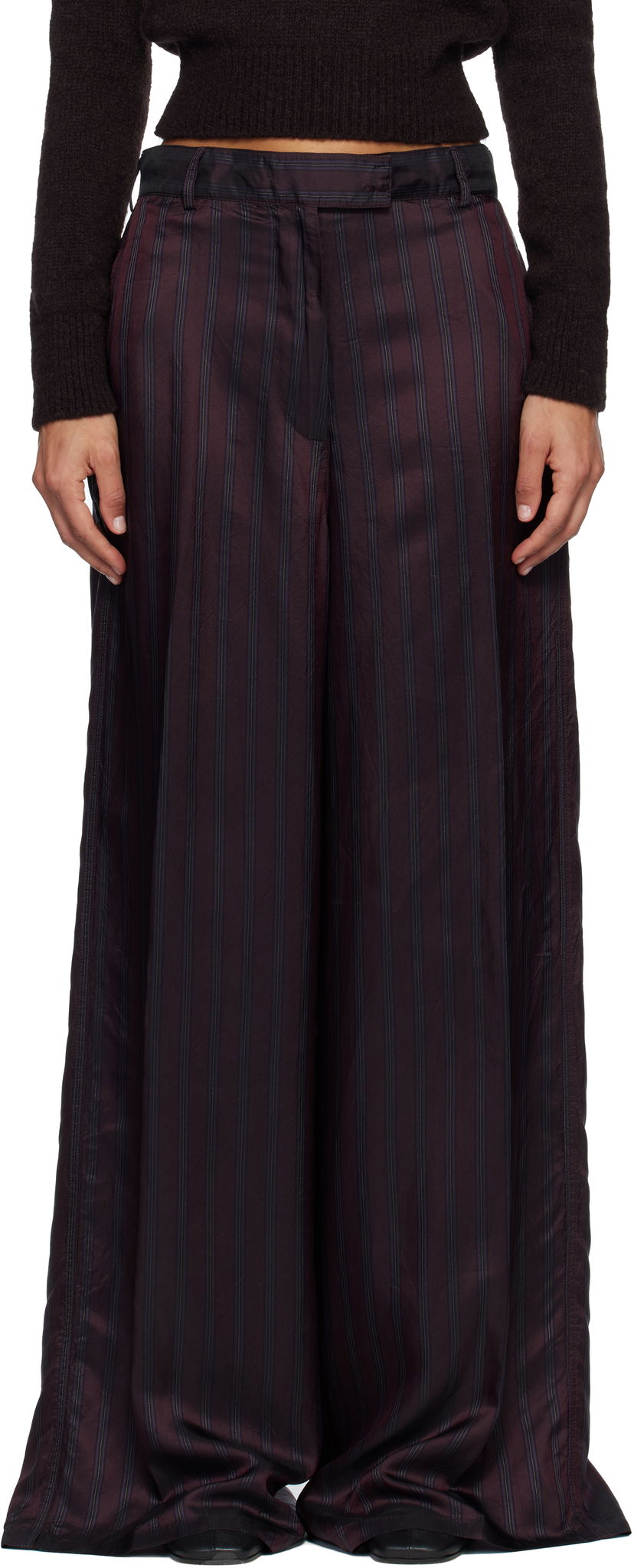Housut Dries Van Noten Dries Van Noten Striped Wide Leg Trousers Burgundia | 252-010946-2267