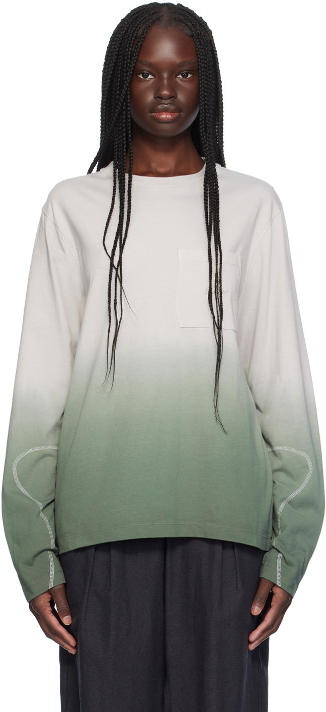 T-paita Dime Green Gradient Long Sleeve T-Shirt Harmaa | DIMESU2412GRN