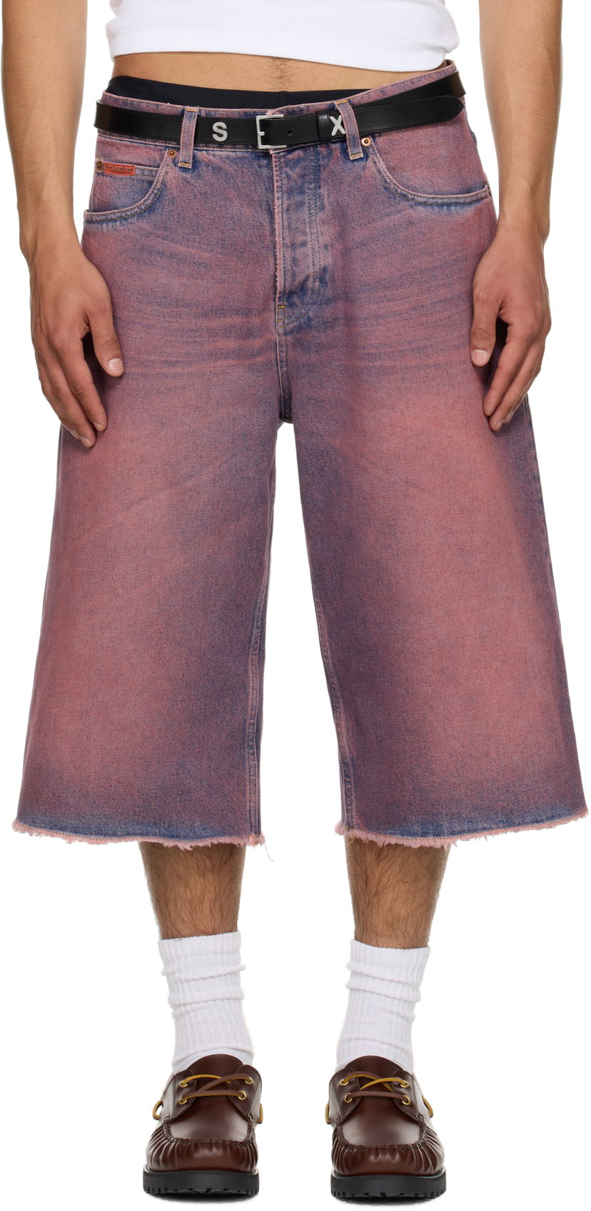 Shortsit Martine Rose Martine Rose Frayed Denim Shorts Vaaleanpunainen | 247WD06115