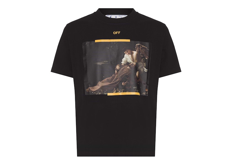 T-paita Off-White Arrow Caravaggio St. Fran Skate Slim Tee Black/Yellow/Multi Musta | OMAA027C99JER0141001