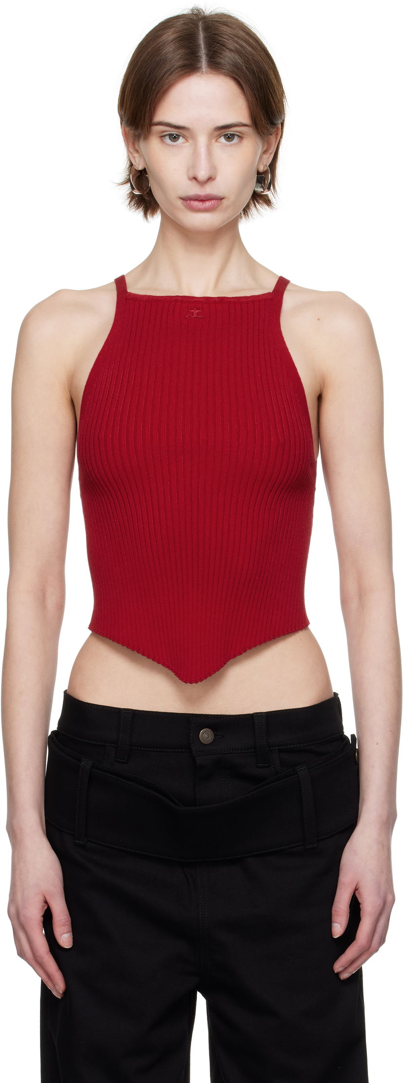 Tankkitoppi Courrèges Courrèges Pointy Rib Knit Tank Top Punainen | 125MTO042FI0001