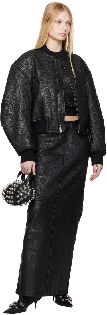 Bomber-takki Alexander Wang Alexander Wang Cropped Leather Bomber Jacket Musta | 1WC1252627, 3