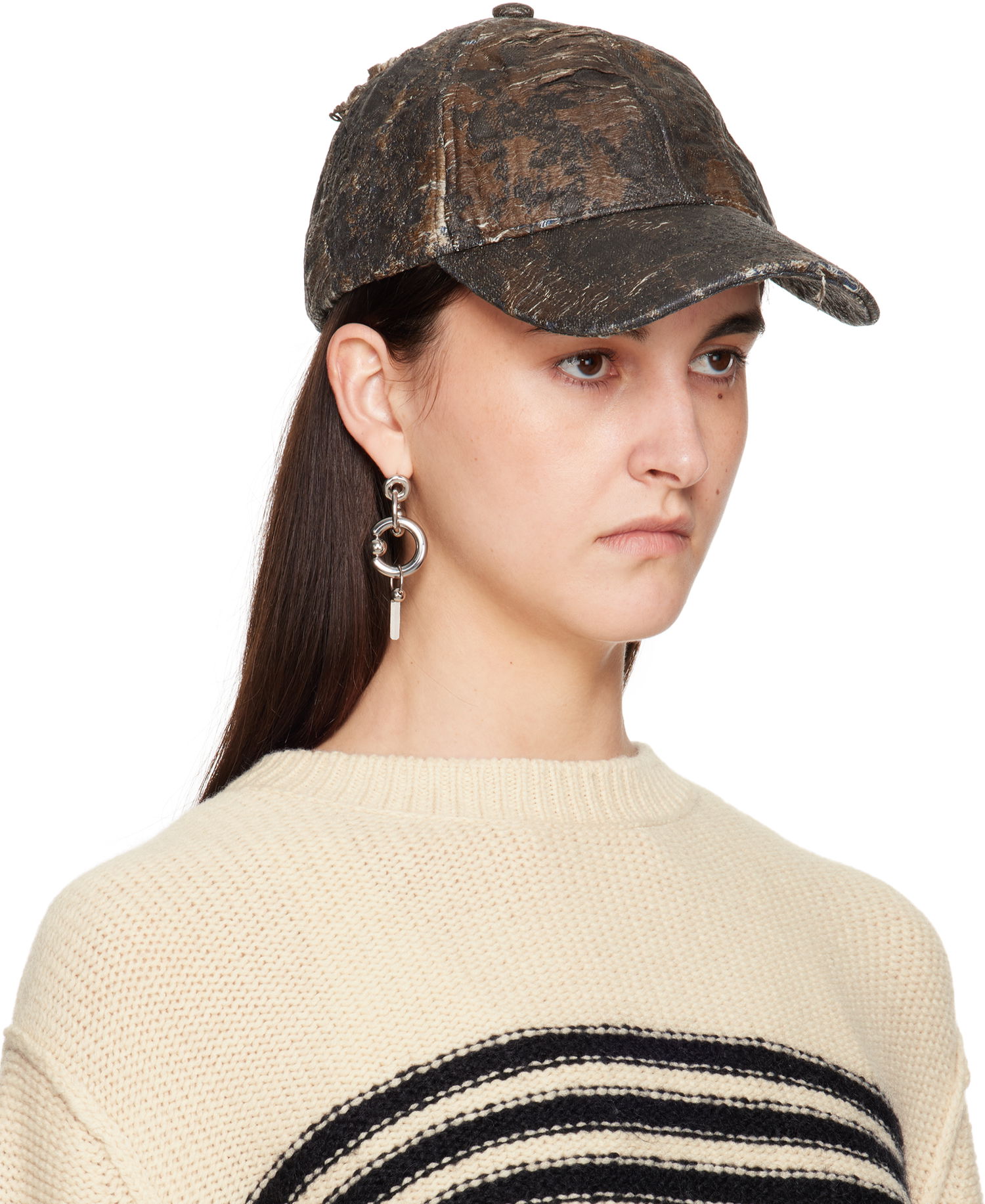 Korkki Acne Studios Acne Studios Distressed Monogram Baseball Cap Ruskea | C40401-, 1