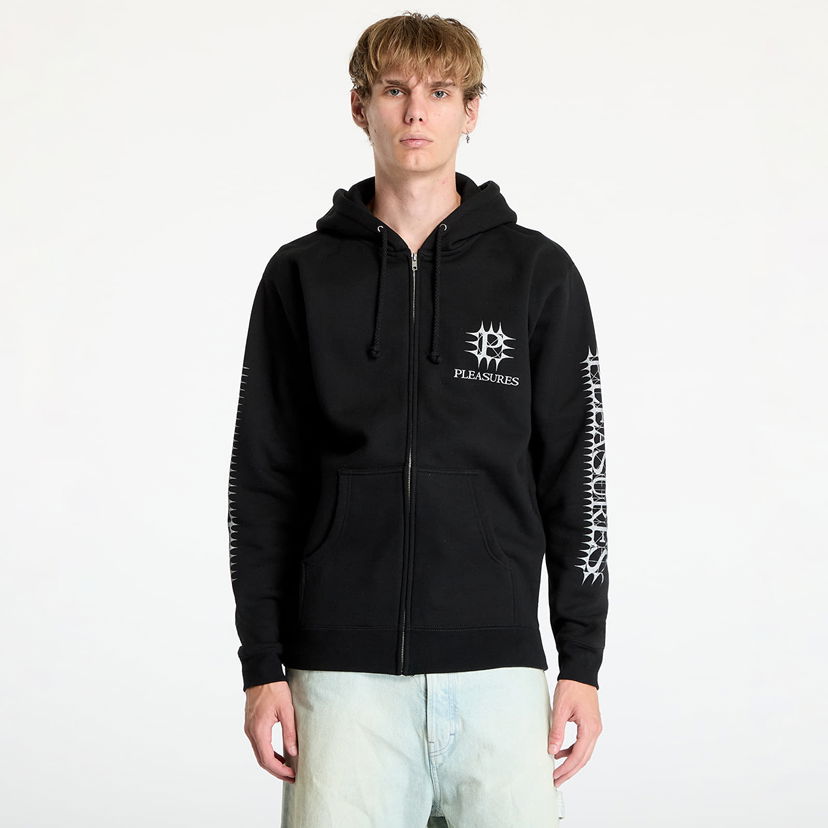 Huppari Pleasures Spike Zip Hoodie Black Musta | P24F102 BLACK