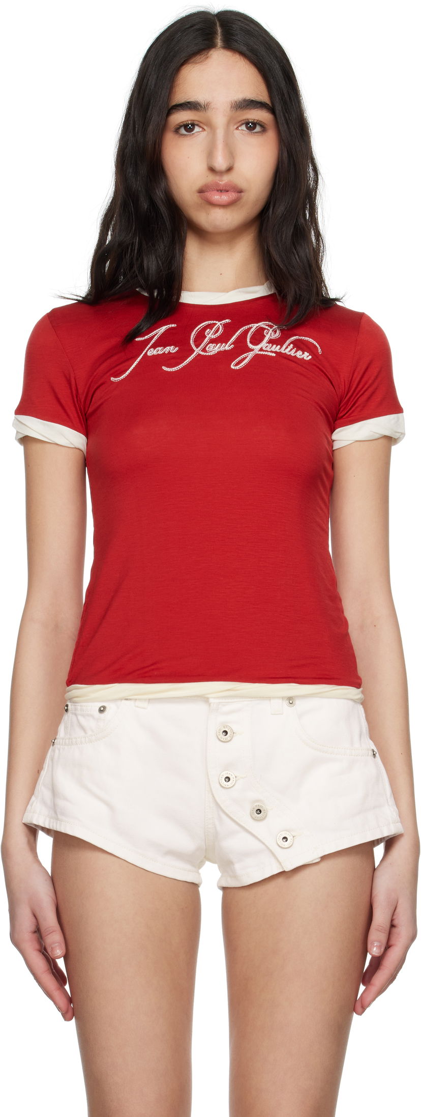 T-paita Jean Paul Gaultier Jean Paul Gaultier 'The Tattoo' T-Shirt Punainen | 25/34-F-TS111I-J089-3003