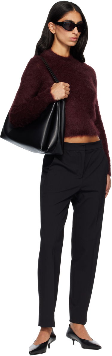 Villapaita Max Mara Max Mara Adatti Fuzzy Cropped Mock-Neck Sweater Burgundia | 2521366263600, 3