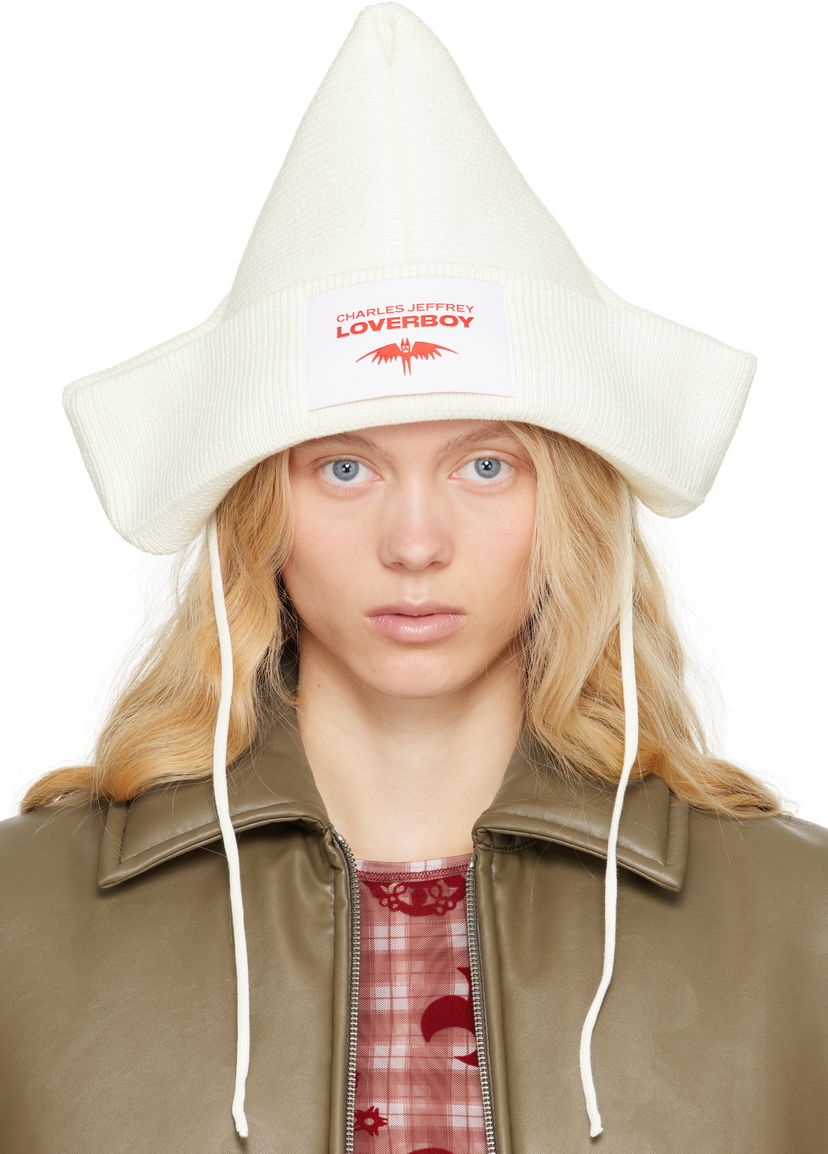 Hattu Charles Jeffrey Loverboy Charles Jeffrey LOVERBOY Paper Boat Knit Beanie Valkoinen | 54130702