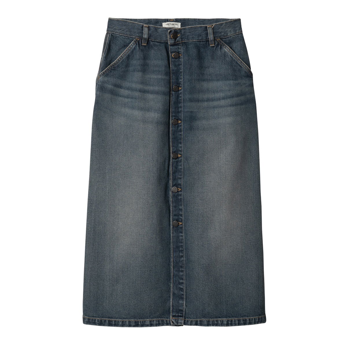 Hame Carhartt WIP Worn Wash Button-Front Denim Midi Skirt Sininen | I034647_8, 0
