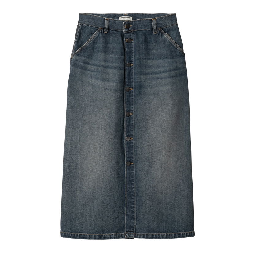 Hame Carhartt WIP Worn Wash Button-Front Denim Midi Skirt Sininen | I034647_8