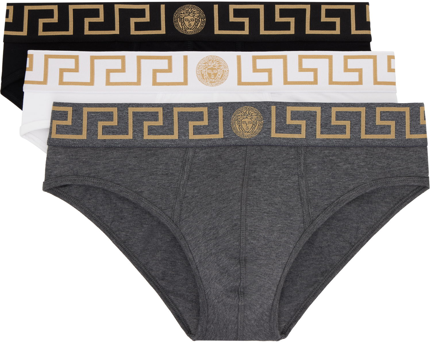 Nyrkkeilijät Versace Three-Pack Briefs With Greca Border Harmaa | AU10327_1A10011, 0