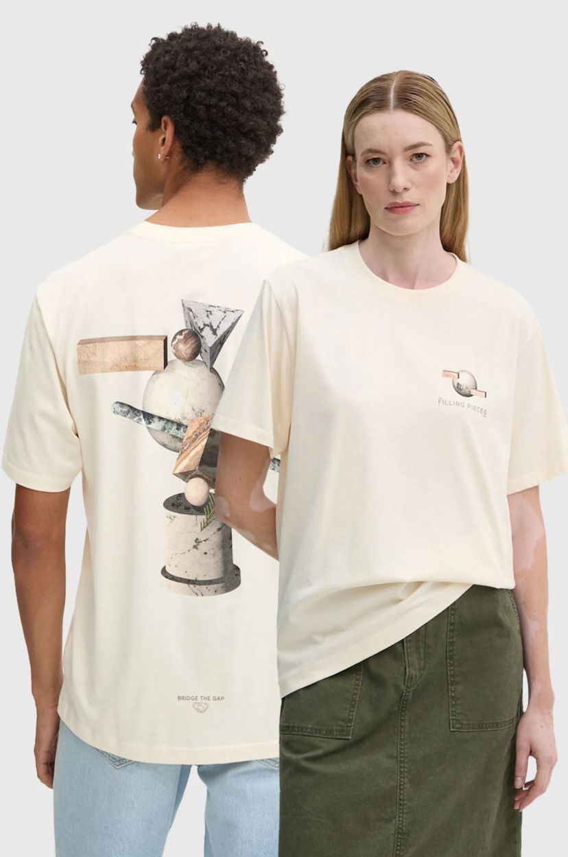 T-paita Filling Pieces Beige Graphic T-Shirt Valkoinen | 74414089936
